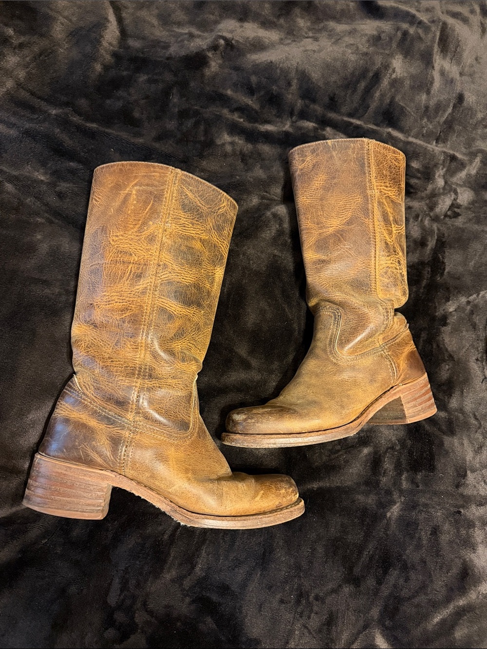 Frye Lace-Up Brown Leather Mid-Calf Boots